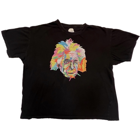 Bioworld Other - Albert Einstein Tee Rainbow Embroidery Short Sleeve Black T-Shirt Size XXL